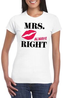 Bellatio Decorations Vrijgezellen Mrs. Always Right t-shirt wit dames voor vrijgezellenfeest 2XL - Feestshirts