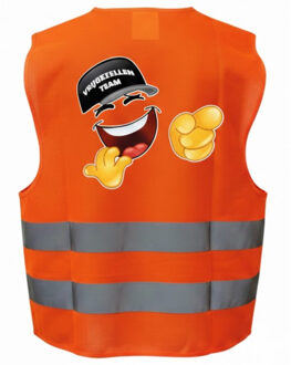 Bellatio Decorations Vrijgezellen team / feest hesje - oranje - reflecterende strepen - voor volwassenen Fluor oranje