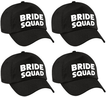 Bellatio Decorations Vrijgezellenfeest baseballcap/petje - 8x - Bride Squad - zwart - dames