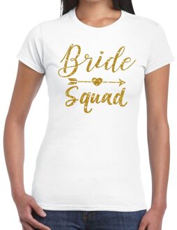 Bellatio Decorations Vrijgezellenfeest Bride Squad gouden letters t-shirt wit voor dames 2XL - Feestshirts