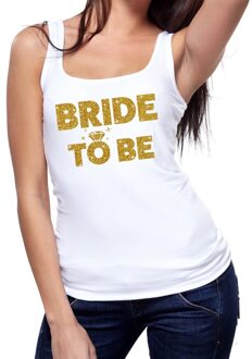 Bellatio Decorations Vrijgezellenfeest Bride to be tanktop glitter voor de bruid wit dames S - Feestshirts