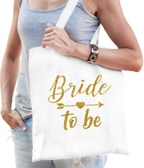 Bellatio Decorations Vrijgezellenfeest Bride to be tasje - wit met goud - goodiebag - dames