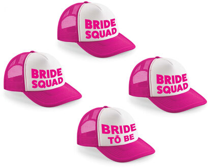 Bellatio Decorations Vrijgezellenfeest dames petjes pakket sierlijk - 1x Bride to Be roze + 9x Bride Squad roze