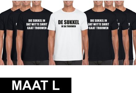 Bellatio Decorations Vrijgezellenfeest heren t-shirt pakket De Sukkel - 7 shirts - maat L