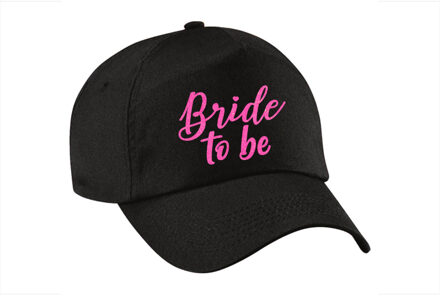 Bellatio Decorations Vrijgezellenfeest pet voor dames - Bride To Be - zwart - roze glitters - bruiloft/trouwen