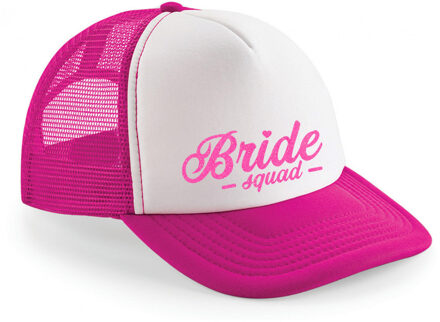 Bellatio Decorations Vrijgezellenfeest pet voor dames - roze/wit - Bride Squad - vrijgezellenfeest - trouwen/bruiloft