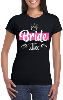 Bellatio Decorations Vrijgezellenfeest t-shirt dames - Bride Squad - zwart - glitter - huwelijk/trouwen XL