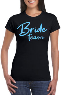 Bellatio Decorations Vrijgezellenfeest T-shirt dames - Bride Team - zwart - glitter blauw - bruiloft XS