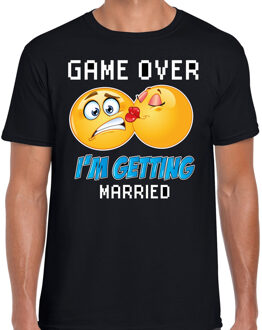 Bellatio Decorations Vrijgezellenfeest t-shirt heren - Game Over - zwart - huwelijk/trouwen Goudkleurig