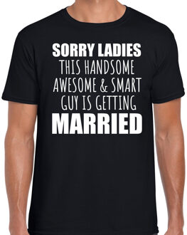 Bellatio Decorations Vrijgezellenfeest T-shirt heren - Sorry ladies - zwart - bruiloft/trouwen S