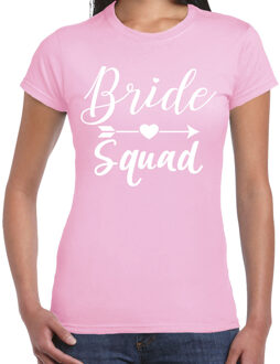 Bellatio Decorations Vrijgezellenfeest T-shirt voor dames - Bride Squad - licht roze - trouwen/bruiloft 2XL