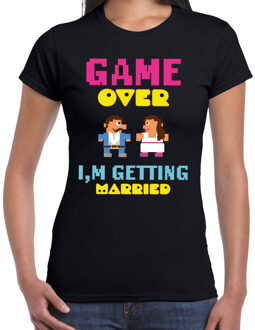 Bellatio Decorations Vrijgezellenfeest T-shirt voor dames - game over - zwart - vrijgezellen - bruiloft/trouwen