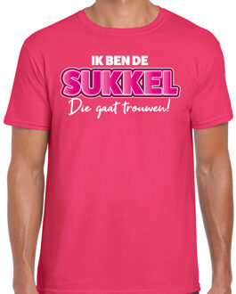 Bellatio Decorations Vrijgezellenfeest T-shirt voor heren - ik ben die sukkel - roze - bruiloft/trouwen 2XL