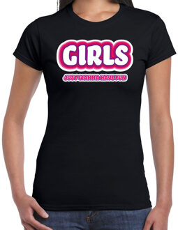 Bellatio Decorations vrijgezellenfeest verkleed t-shirt dames - Girls Fun - zwart - bachelorette 2XL