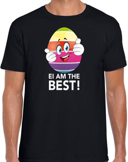 Bellatio Decorations Vrolijk Paasei ei am the best t-shirt / shirt - zwart - heren - Paas kleding / outfit M