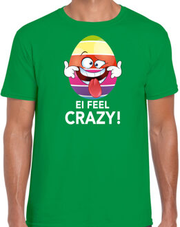 Bellatio Decorations Vrolijk Paasei ei feel crazy t-shirt / shirt - groen - heren - Paas kleding / outfit M