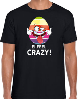 Bellatio Decorations Vrolijk Paasei ei feel crazy t-shirt / shirt - zwart - heren - Paas kleding / outfit L