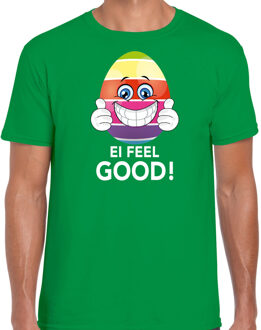 Bellatio Decorations Vrolijk Paasei ei feel good t-shirt / shirt - groen - heren - Paas kleding / outfit XL