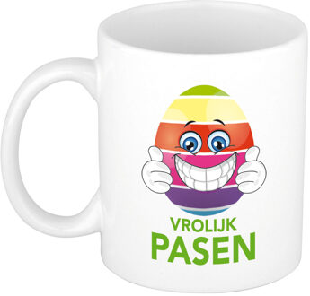 Bellatio Decorations Vrolijk Pasen / paasei die duimen opsteekt mok/ beker - Pasen mokken