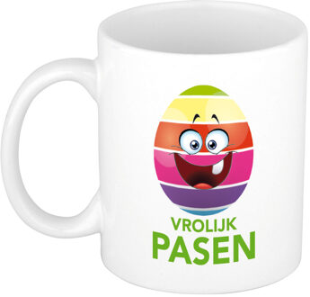 Bellatio Decorations Vrolijk pasen smiley mok/ beker - Pasen mokken - feest mokken Multikleur