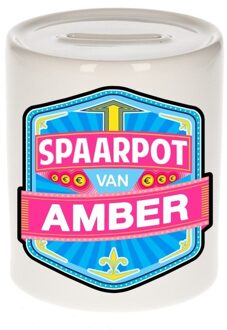 Bellatio Decorations Vrolijke kinder spaarpot voor Amber - Spaarpotten Multikleur
