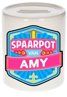 Bellatio Decorations Vrolijke kinder spaarpot voor Amy - Spaarpotten Multikleur