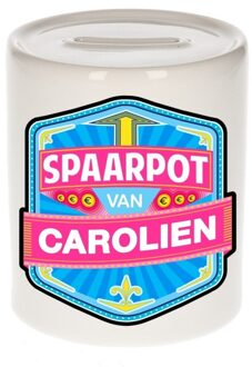 Bellatio Decorations Vrolijke kinder spaarpot voor Carolien - Spaarpotten Multikleur