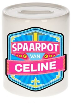 Bellatio Decorations Vrolijke kinder spaarpot voor Celine - Spaarpotten Multikleur