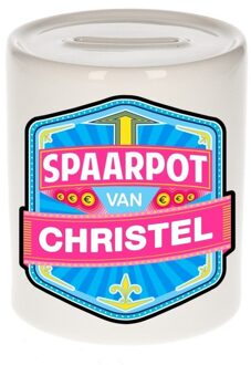 Bellatio Decorations Vrolijke kinder spaarpot voor Christel - Spaarpotten Multikleur