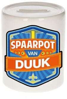 Bellatio Decorations Vrolijke kinder spaarpot voor Duuk - Spaarpotten Multikleur