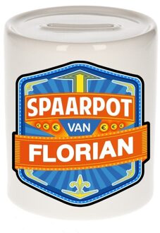 Bellatio Decorations Vrolijke kinder spaarpot voor Florian - Spaarpotten Multikleur