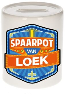 Bellatio Decorations Vrolijke kinder spaarpot voor Loek - Spaarpotten Multikleur