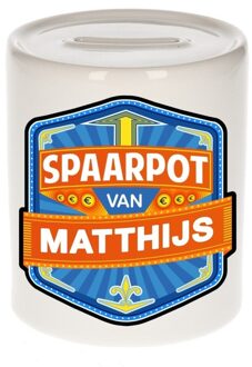 Bellatio Decorations Vrolijke kinder spaarpot voor Matthijs - Spaarpotten Multikleur