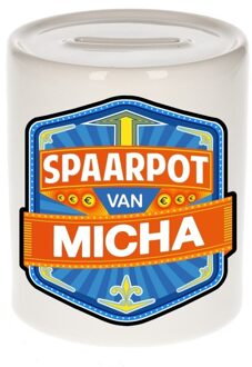 Bellatio Decorations Vrolijke kinder spaarpot voor Micha - Spaarpotten Multikleur