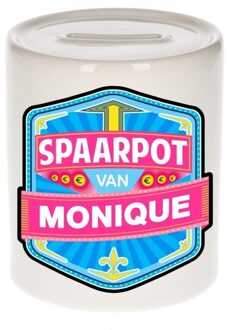 Bellatio Decorations Vrolijke kinder spaarpot voor Monique - Spaarpotten Multikleur