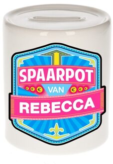 Bellatio Decorations Vrolijke kinder spaarpot voor Rebecca - Spaarpotten Multikleur