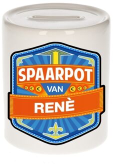 Bellatio Decorations Vrolijke kinder spaarpot voor Rene - Spaarpotten Multikleur