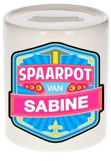 Bellatio Decorations Vrolijke kinder spaarpot voor Sabine - Spaarpotten Multikleur
