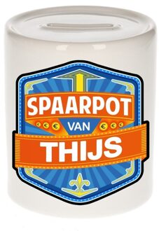 Bellatio Decorations Vrolijke kinder spaarpot voor Thijs - Spaarpotten Multikleur