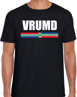 Bellatio Decorations Vrumd met vlag Groningen t-shirts Gronings dialect zwart voor heren 2XL