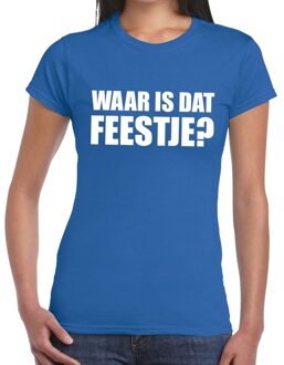 Bellatio Decorations Waar is dat feestje dames T-shirt blauw 2XL