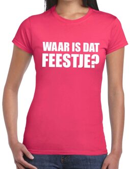 Bellatio Decorations Waar is dat feestje dames T-shirt roze 2XL