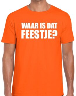Bellatio Decorations Waar is dat feestje heren shirt oranje - Heren feest t-shirts M