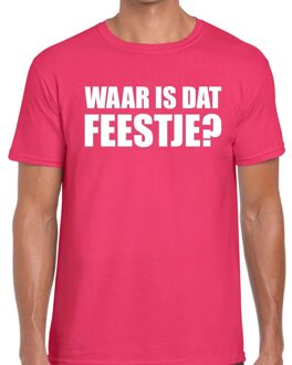 Bellatio Decorations Waar is dat feestje heren T-shirt roze 2XL