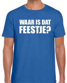 Bellatio Decorations Waar is dat feestje - Partykleding t-shirt - blauw - Heren - feestkleding - foute party - carnaval