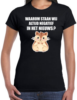 Bellatio Decorations Waarom negatief in het nieuws hamsteren t-shirt zwart voor dames 2XL