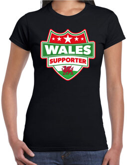 Bellatio Decorations Wales supporter schild t-shirt zwart voor dames - Wales landen t-shirt / kleding - EK / WK / Olympische spelen outfit 2XL