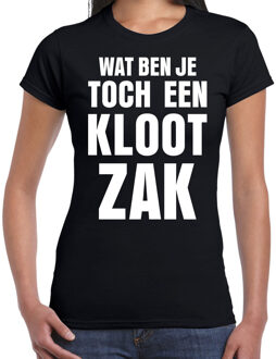 Bellatio Decorations Wat ben je toch een klootzak fun tekst t-shirt zwart dames S