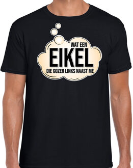 Bellatio Decorations Wat een eikel die gozer links naast me - feest fun tekst t-shirt - zwart - voor heren - fun tekst / shirt / outfit XL