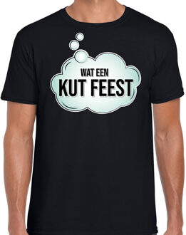 Bellatio Decorations Wat een kut feest fun tekst t-shirt / shirt - zwart - voor heren - fun tekst / grappige shirts / outfit XL